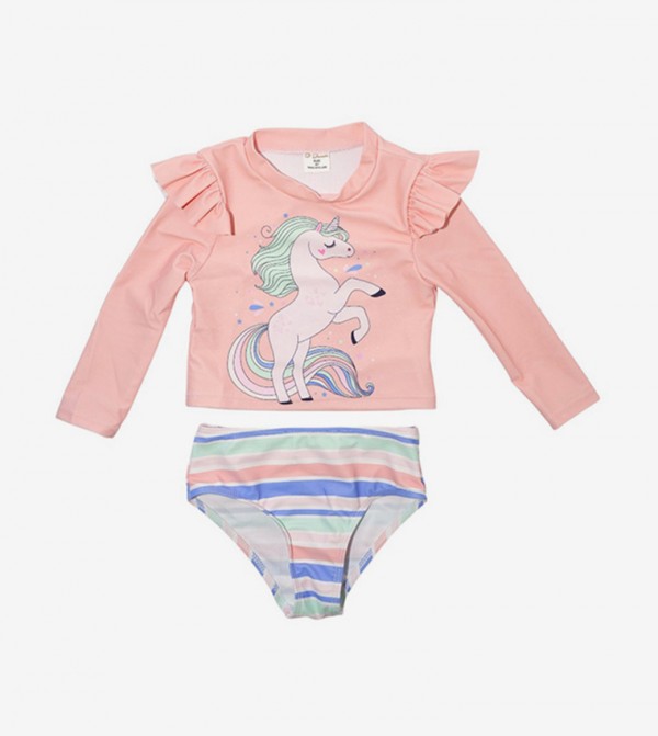 Ddaniela  Swim Wear - Pink V Cut Swimsuit