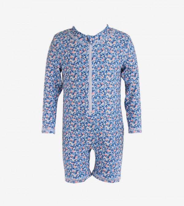 Ddaniela  Swim Wear - Blue Legged Swimsuit