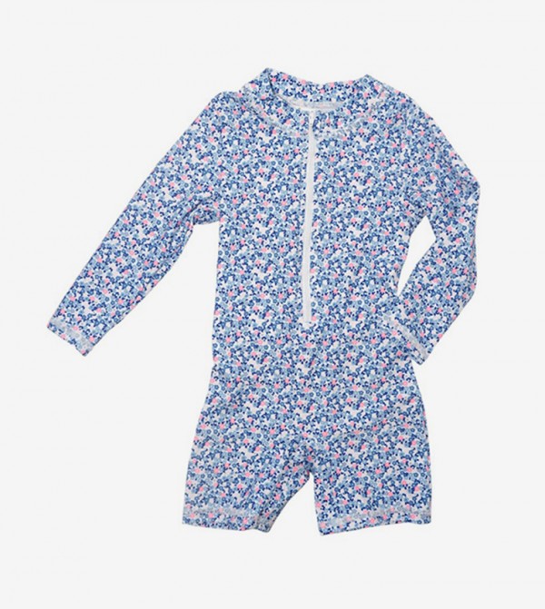 Ddaniela  Swim Wear - Blue Legged Swimsuit