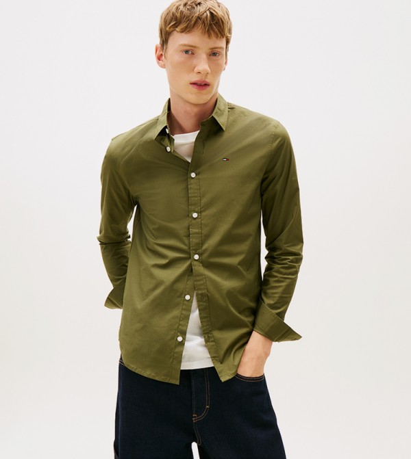 Tommy Jeans  Shirts - Green Long Sleeves