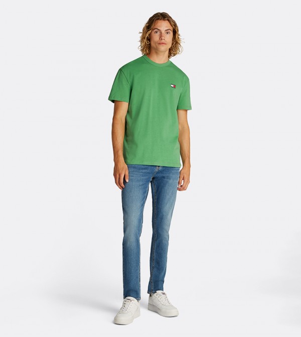 Tommy Jeans TOMMY JEANS - Green Round Neck T-Shirts
