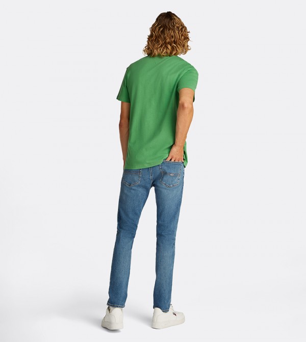 Tommy Jeans TOMMY JEANS - Green Round Neck T-Shirts
