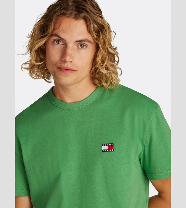 Tommy Jeans TOMMY JEANS - Green Round Neck T-Shirts