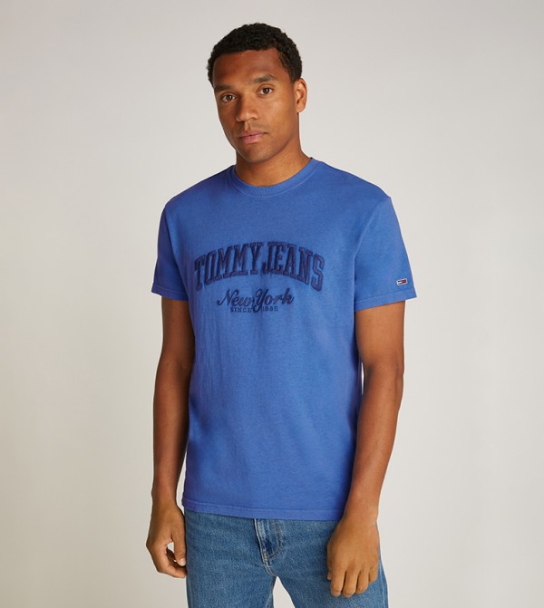 Tommy Jeans TOMMY JEANS - Blue Round Neck T-Shirts