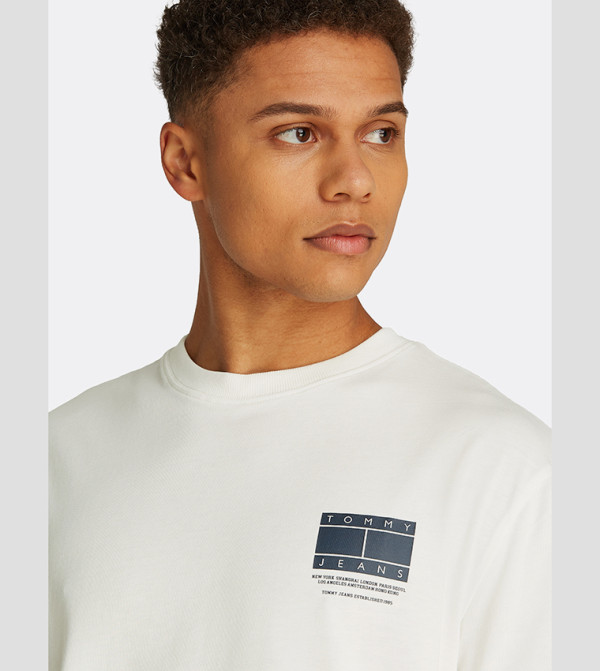 Tommy Jeans - White Round Neck T-Shirts