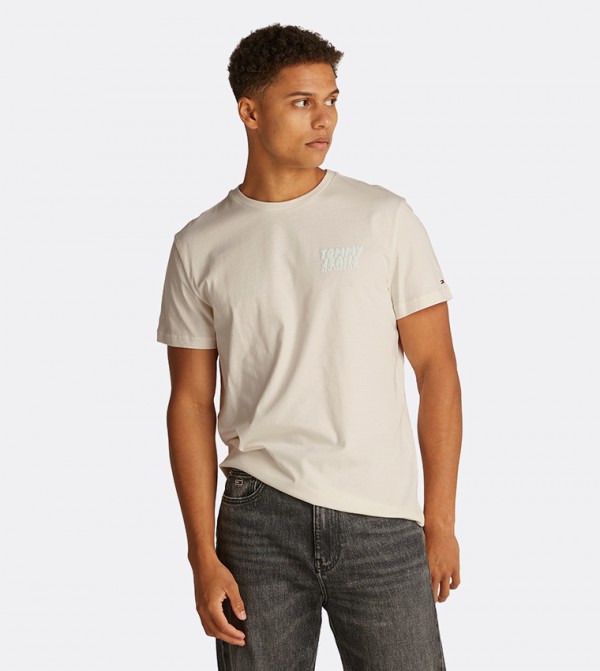 Tommy Jeans TOMMY JEANS - Off White Round Neck T-Shirts