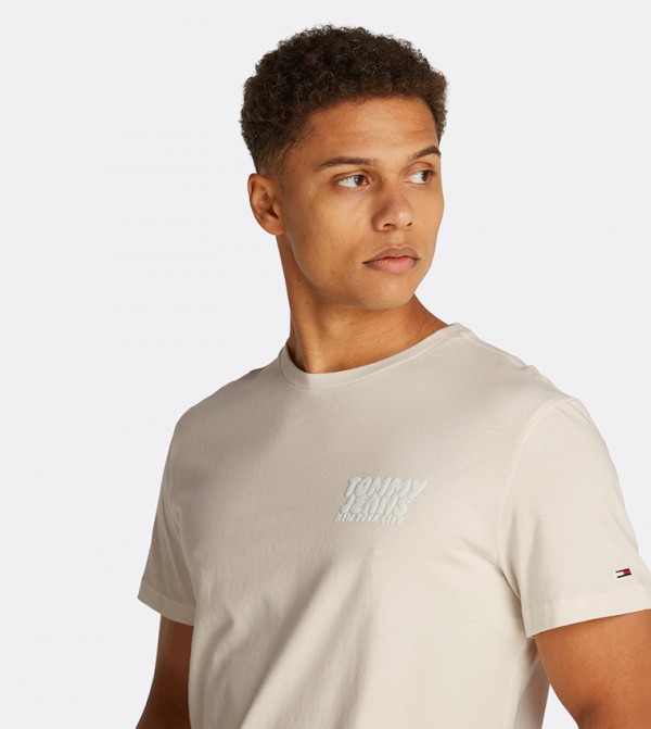 Tommy Jeans TOMMY JEANS - Off White Round Neck T-Shirts