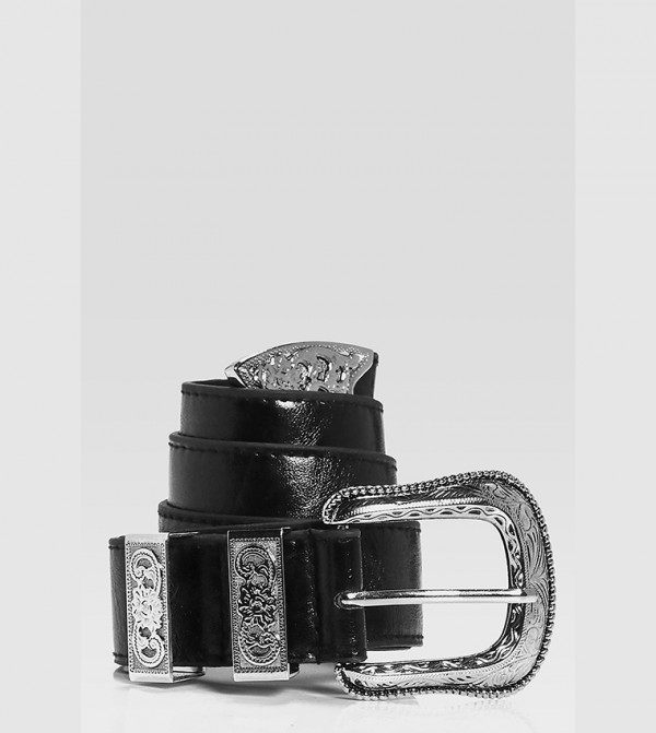 بوهو  أحزمة - أسود Non Leather Belts