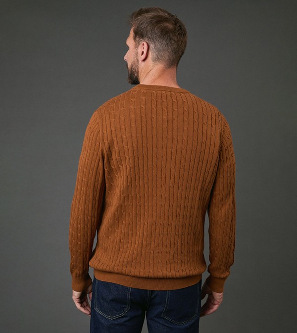 Maine  - Brown V-neck Sweaters
