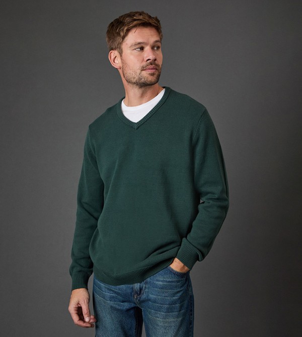 Maine Maine - Green V-neck Sweaters