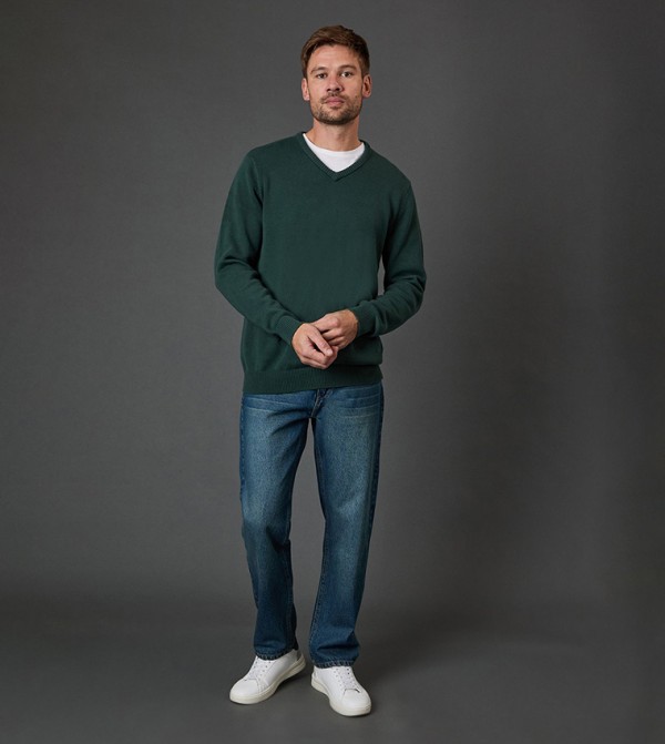Maine Maine - Green V-neck Sweaters