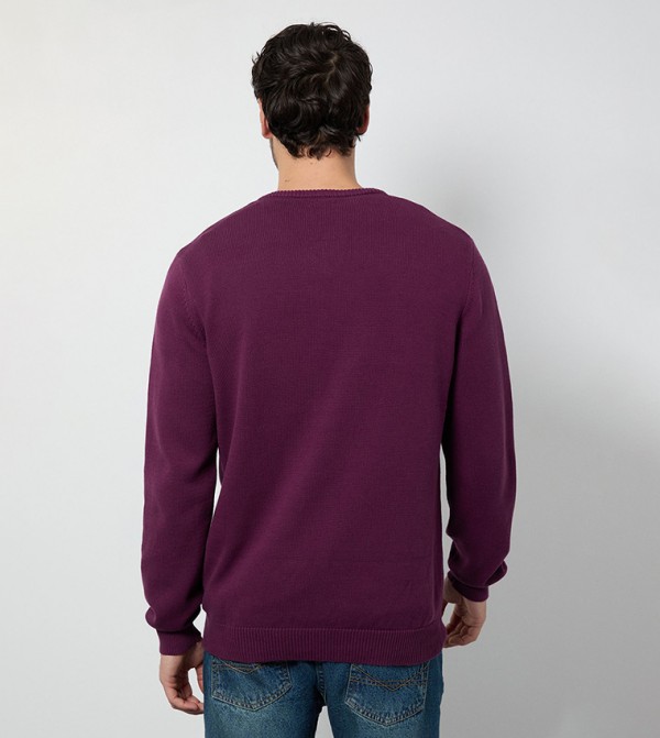 Maine Maine - Purple V-neck Sweaters