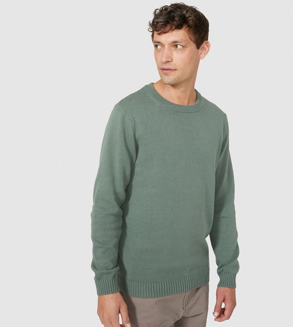 Maine Maine - Green Round Neck Sweaters