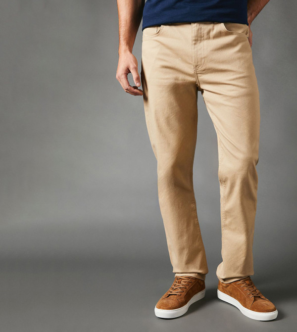 Maine - Outlet  - Beige Straight Jeans