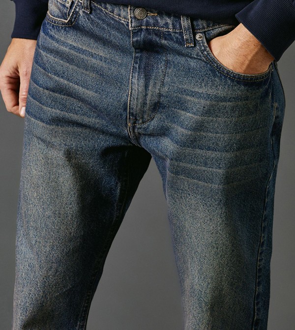 ماين  بناطيل جينز - أزرق غامق  Straight Jeans