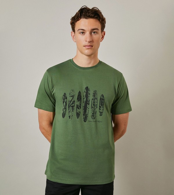 Maine  - Green Casual T-Shirts