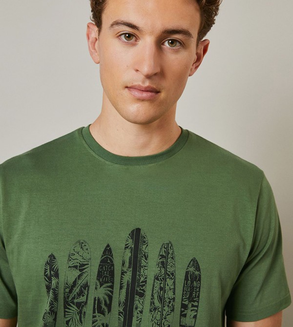 Maine  - Green Casual T-Shirts
