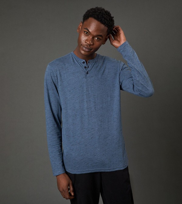 Maine Maine - Blue Round Neck T-Shirts