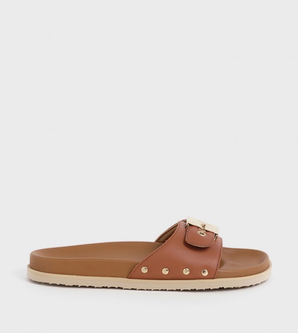 شول  - بني  Flat Sandals