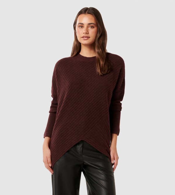 فوريفر نيو فوريفر نيو - بني  Round Neck Sweaters