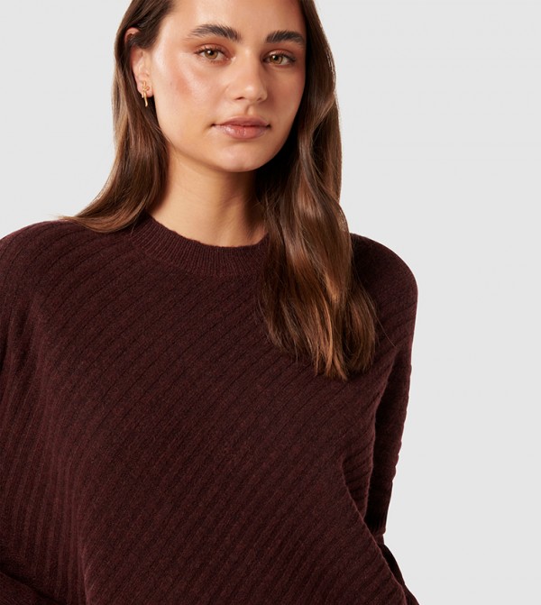 فوريفر نيو فوريفر نيو - بني  Round Neck Sweaters