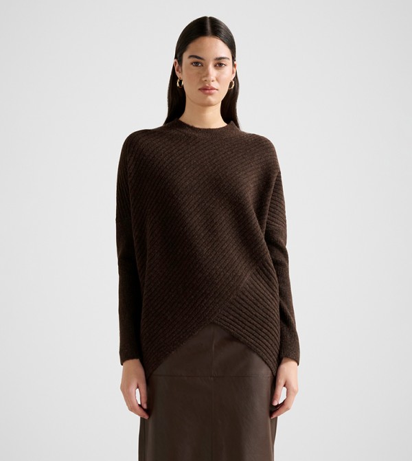 Forever New Forever New - Brown Round Neck Sweaters