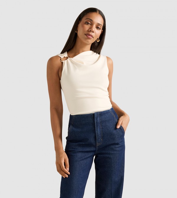 Forever New Forever New - Cream Sleeveless Tops