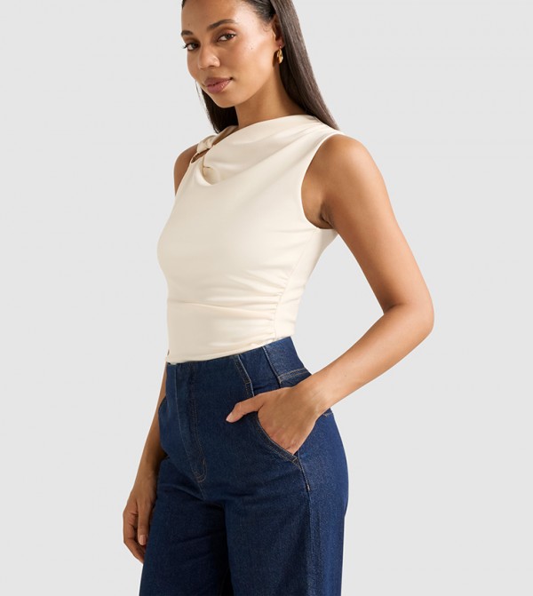 Forever New Forever New - Cream Sleeveless Tops