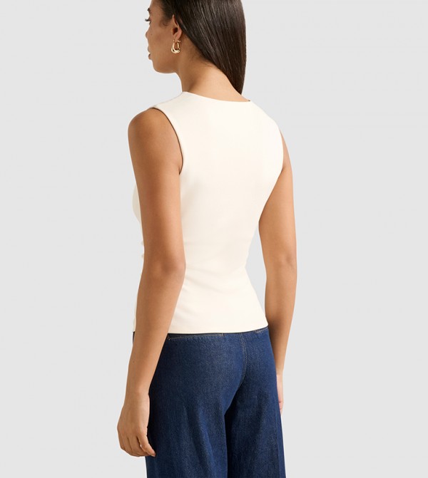 Forever New Forever New - Cream Sleeveless Tops