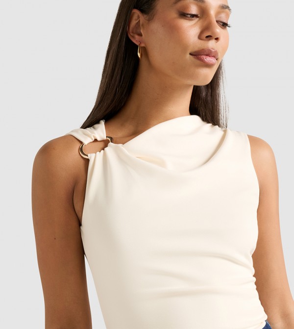 Forever New Forever New - Cream Sleeveless Tops