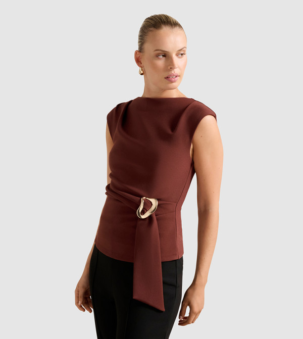 فوريفر نيو توبات بلا أكمام - بني Sleeveless Tops