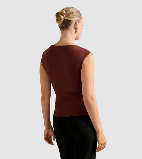 فوريفر نيو توبات بلا أكمام - بني Sleeveless Tops