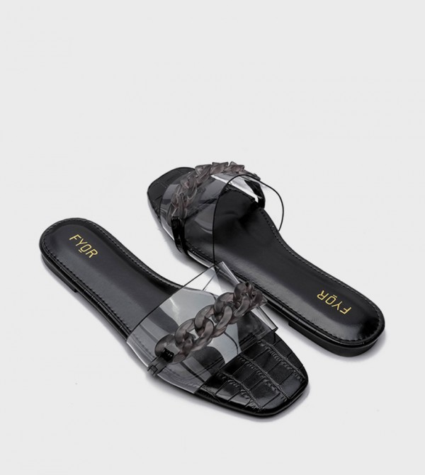 فيور  - أسود Flat Sandals