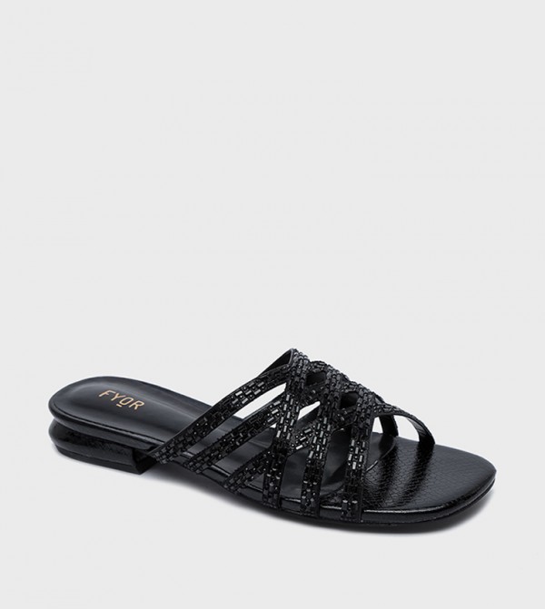 Fyor Fyor - Black Flat Sandals