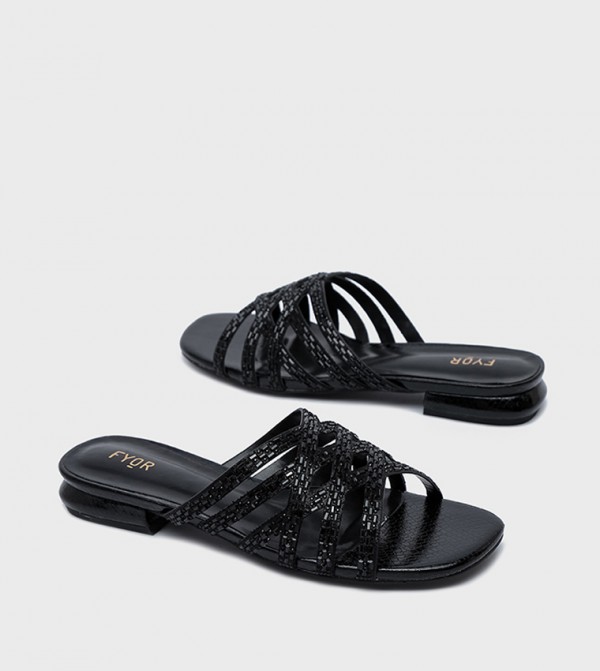 Fyor Fyor - Black Flat Sandals
