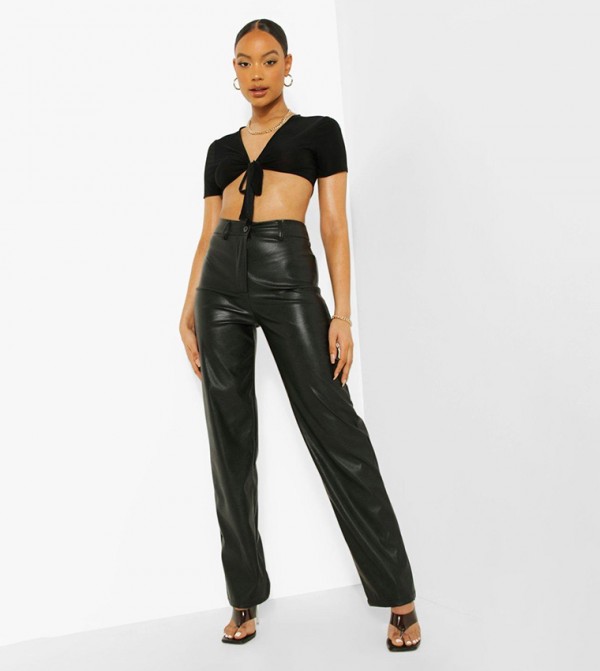 boohoo  Pants & Leggings - Black Regular Pants