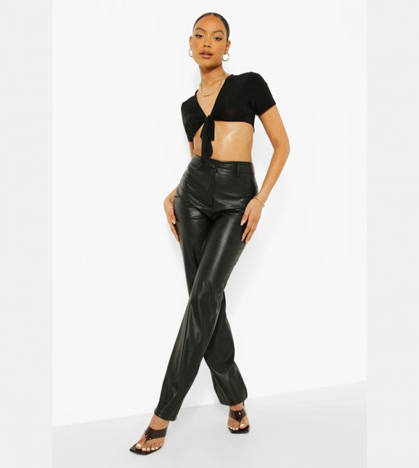 boohoo  Pants & Leggings - Black Regular Pants