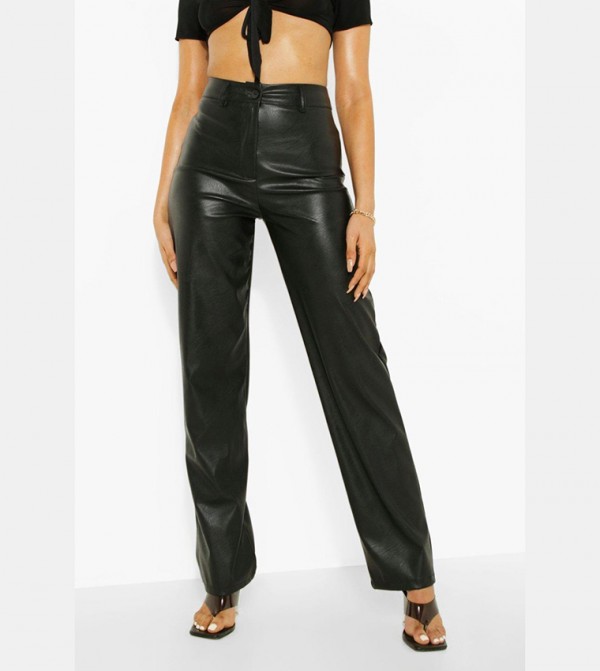 boohoo  Pants & Leggings - Black Regular Pants