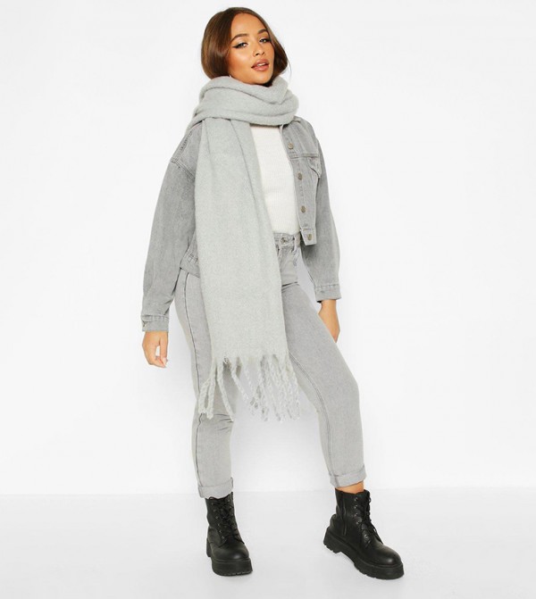 بوهو  أوشحة صوفية - رمادي Woollen Scarves