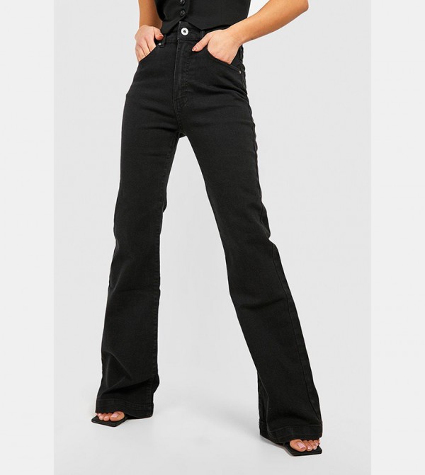 boohoo  Flared Jeans - Black Flared Jeans