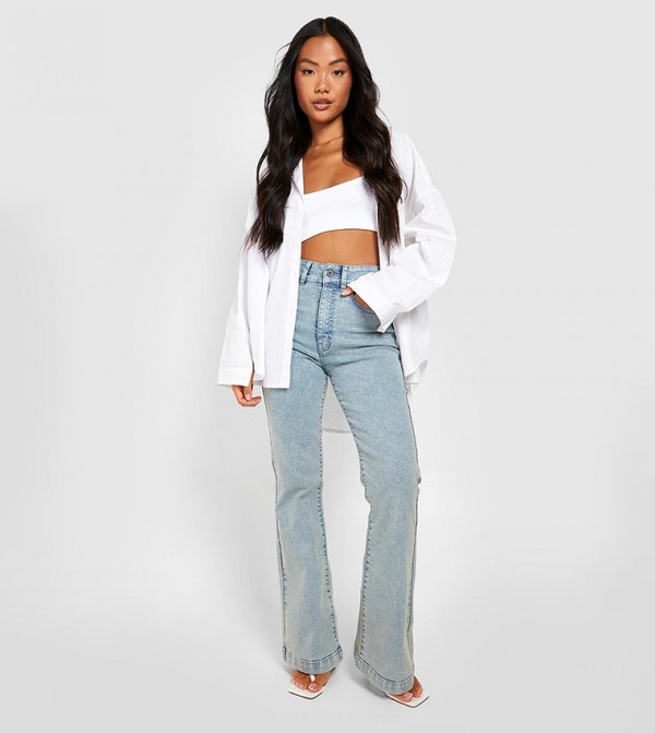 boohoo  Flared Jeans - Blue Flared Jeans