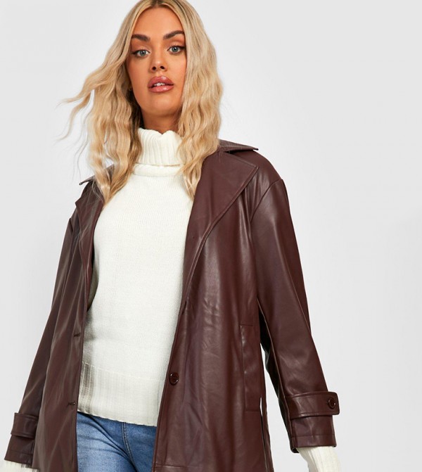 boohoo  Plus Size - Brown Jackets & Coats