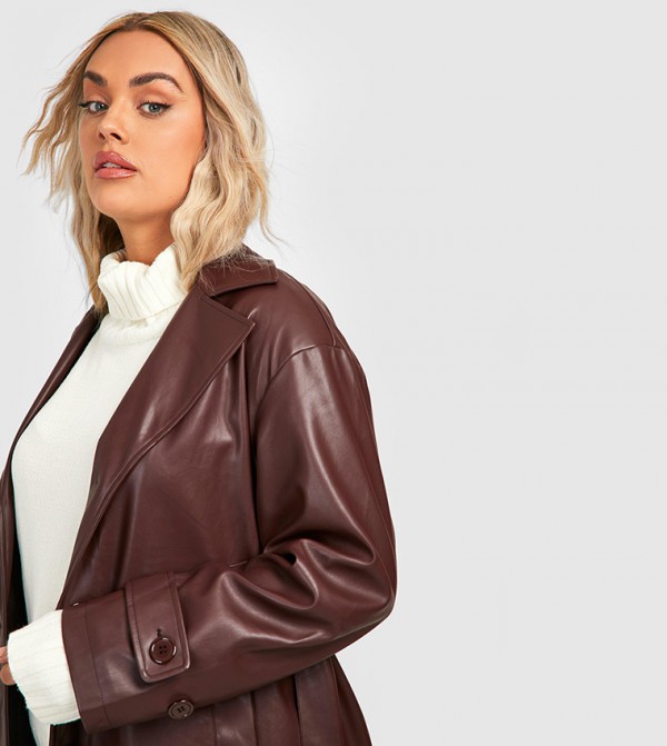 boohoo  Plus Size - Brown Jackets & Coats