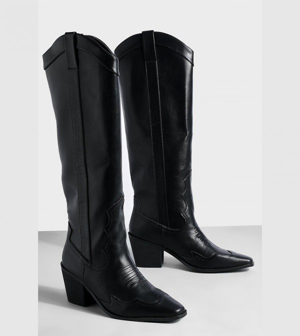 boohoo  - Black Knee High Boots