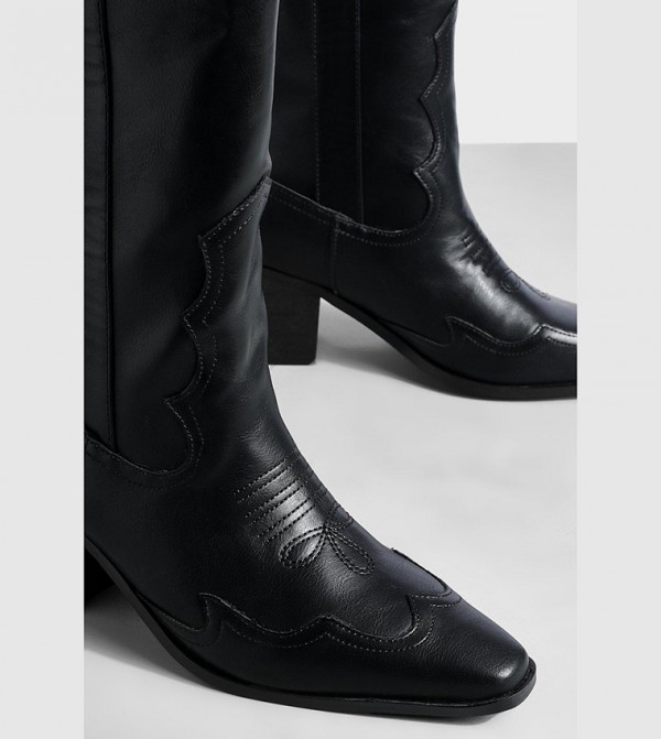 boohoo  - Black Knee High Boots