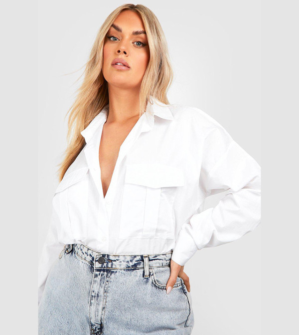 بوهو مقاس كبير - أبيض قمصان