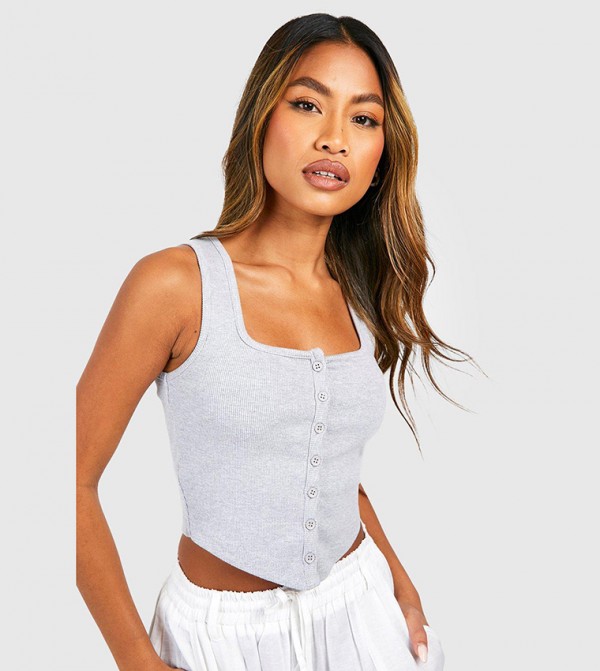 بوهو - اوتليت  بلوزات - رمادي Casual Tops