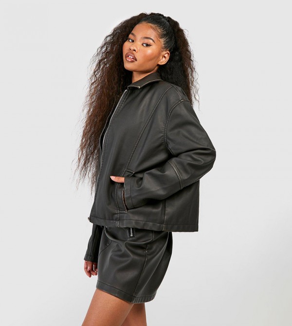 boohoo  Leather Jackets - Black Leather Jackets