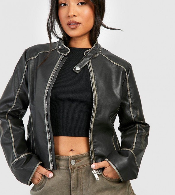 boohoo  Leather Jackets - Black Leather Jackets