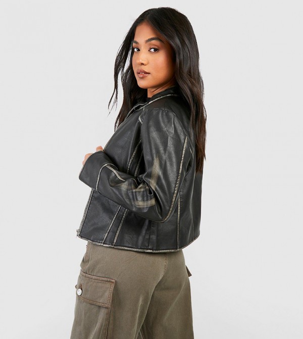 boohoo  Leather Jackets - Black Leather Jackets